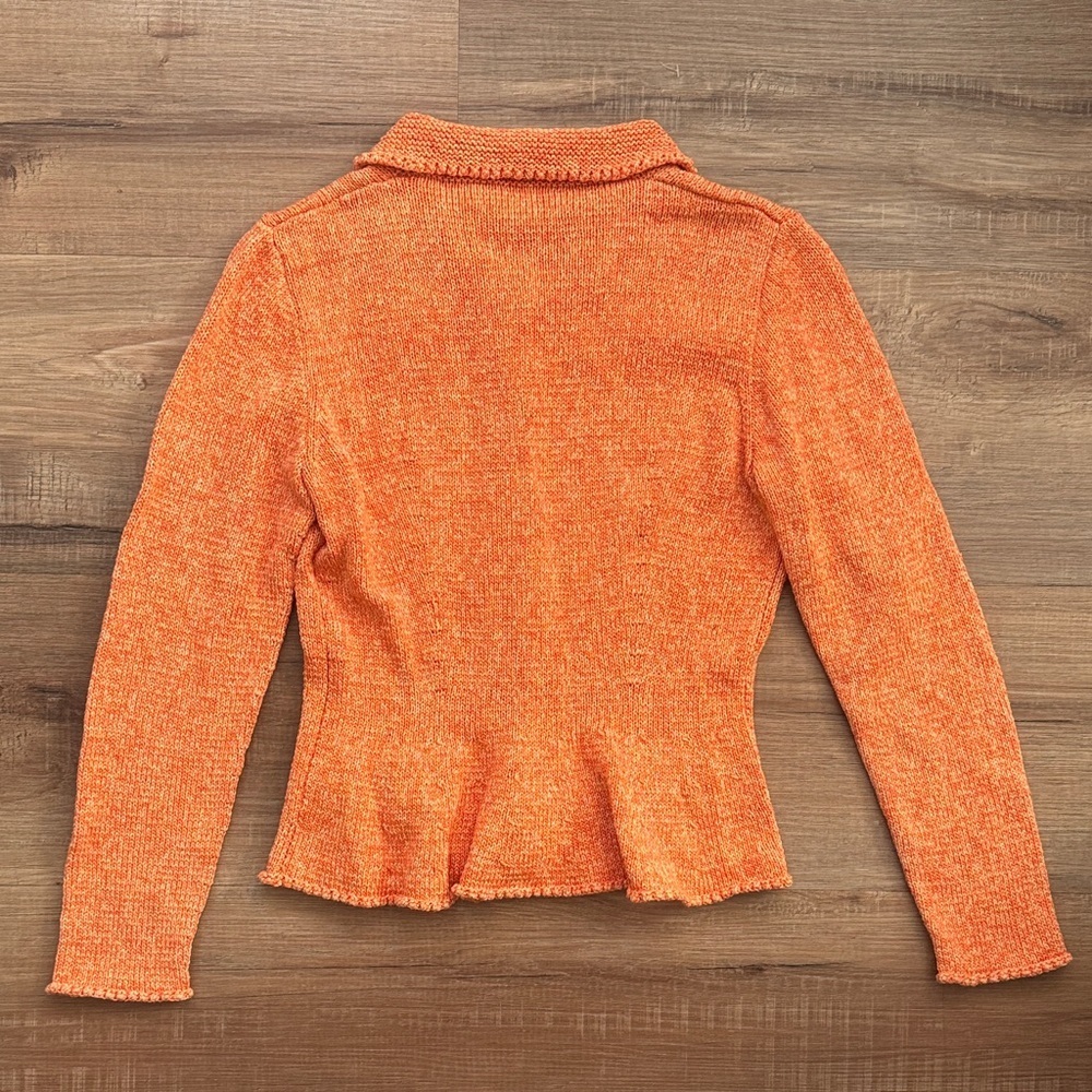 Marion Foale cotton cardigan hand knit orange tangerine XS - Picture 2 of 6